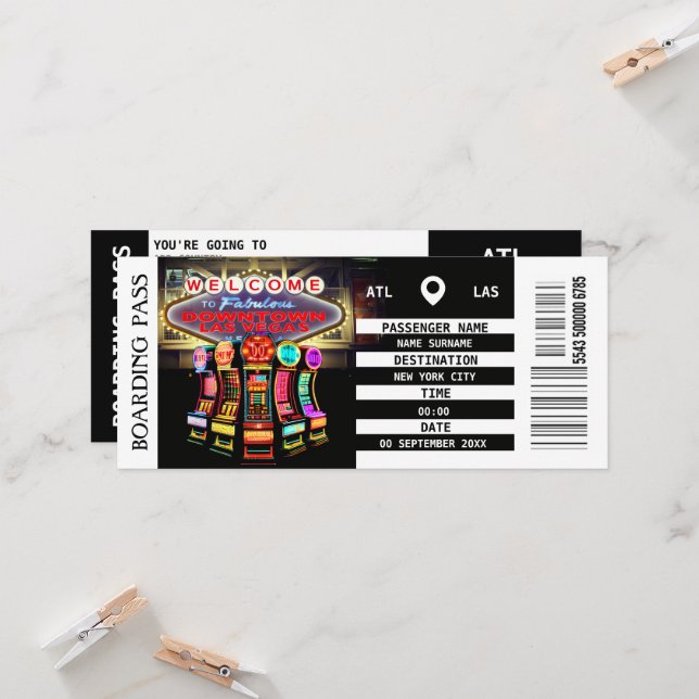 Las Vegas-påstigningskort för helg-småflickor Inbjudningar (Fram/Back In Situ)