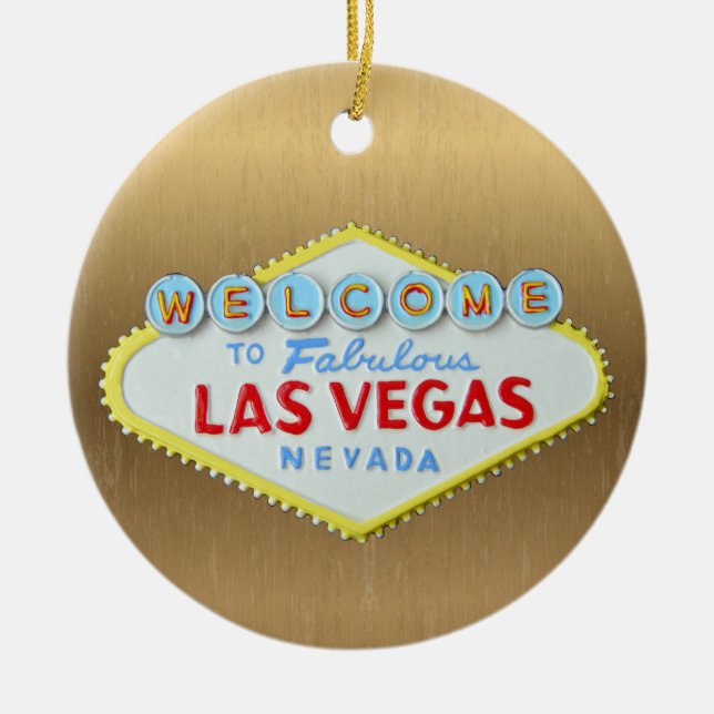 Las Vegas Personlig Helgdag guld Julgransprydnad Keramik (Framsidan)