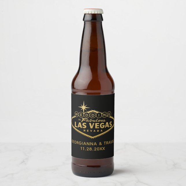 Las Vegas Personlig Wedding Favor Ölflaska Etikett (Framsida)