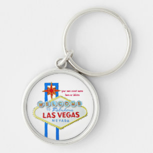Las Vegas personlighändelse Rund Silverfärgad Nyckelring
