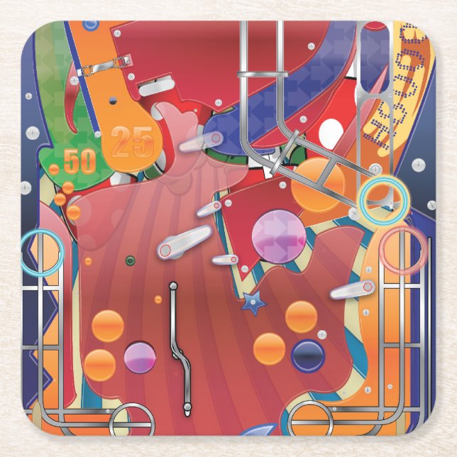 Las Vegas Pinball Maskin Underlägg Papper Kvadrat (Framsidan)