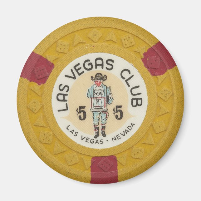 Las Vegas Poker Chip Casino Gambling Obsolete Magnet (Framsidan)