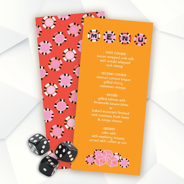Las Vegas Poker Chip Dice Bröllop Buffet Menu Meny (Skapare uppladdad)