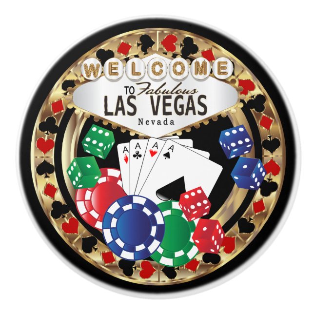 Las Vegas Poker Design - Guld Knopp (Framsidan)