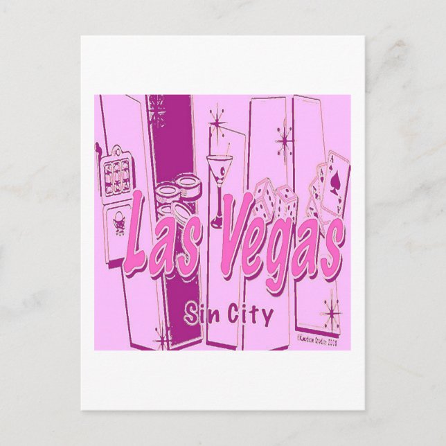 Las Vegas Pop Art Retro Vykort (Framsida)