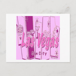 Las Vegas Pop Art Retro Vykort