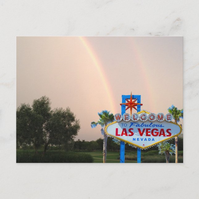 Las Vegas Rainbow Bröllop Meddelande Vykort (Framsida)