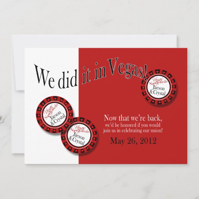 Las Vegas Reception ASK ME 2 satte namn på chip Inbjudningar (Framsida)