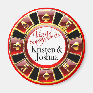 Las Vegas Red Black Guld Casino Chip Magnet Favor