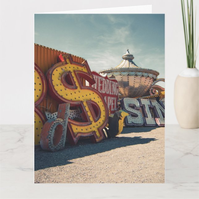 Las Vegas Retro Casino Bröllop-kort Kort (Framsida)