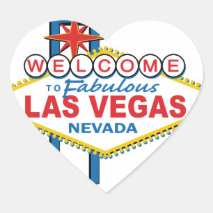 Las Vegas Retro-tecken Hjärtformat Klistermärke