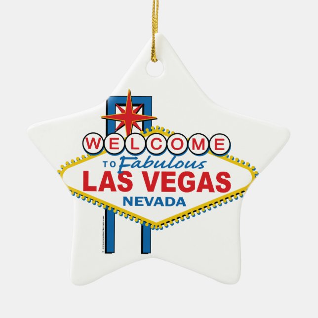 Las Vegas Retro-tecken Julgransprydnad Keramik (Framsidan)