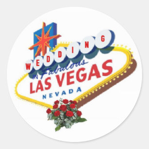 Las Vegas Röd ros Bröllop Sticker Runt Klistermärke
