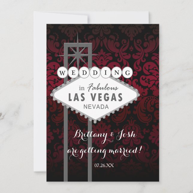 Las Vegas röda svarta Damaskus bröllopsinbjudan Inbjudningar (Framsida)