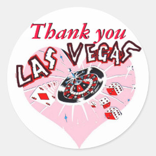 Las Vegas Rosa Heart Runt Klistermärke