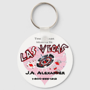 Las Vegas rosa hjärtabagage ID Nyckelring