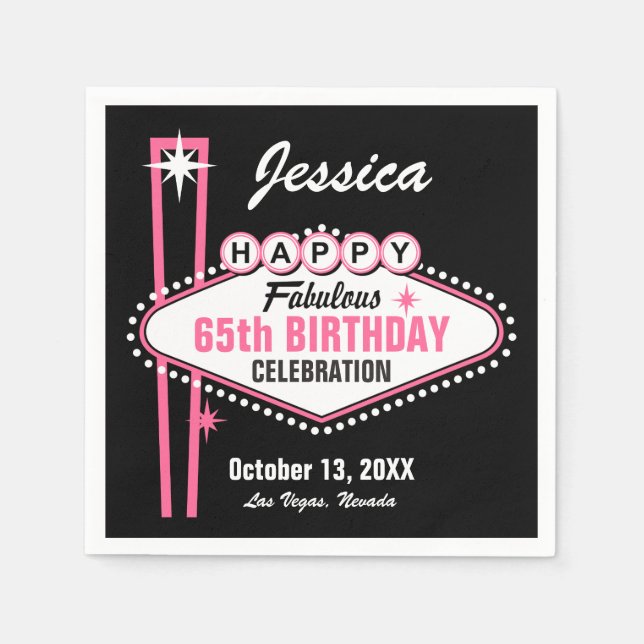 Las Vegas Rosa Lycklig Pappersservett (Framsidan)