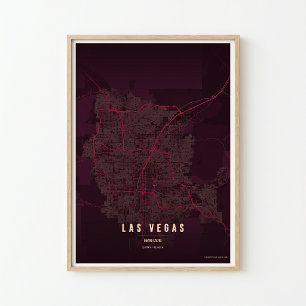 Las Vegas Ruby Affischtryck Nevada Kartväggkonst Poster