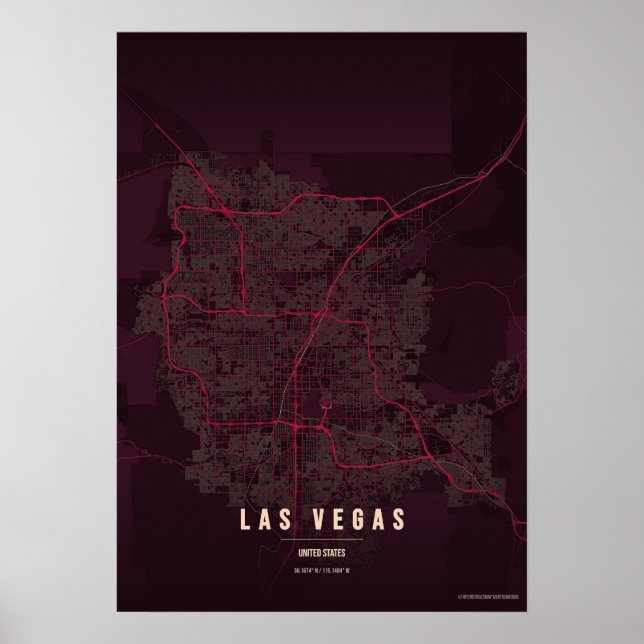 Las Vegas Ruby Poster Print Nevada Map Wallart (Framsidan)