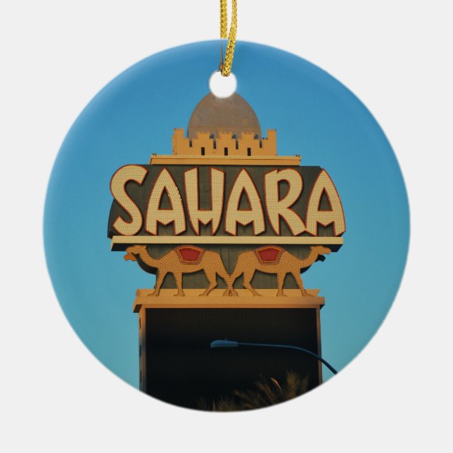 Las Vegas Sahara Casino Landmark Architecture Julgransprydnad Keramik (Framsidan)