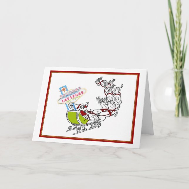 Las Vegas Santa med signaturkort Helgkort (Framsida)