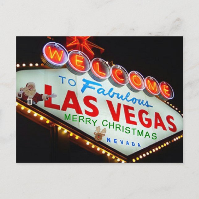 Las Vegas Santa/rengod julvykort Helg Vykort (Framsida)