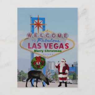 Las Vegas Santa & Rodolph God jul vykort