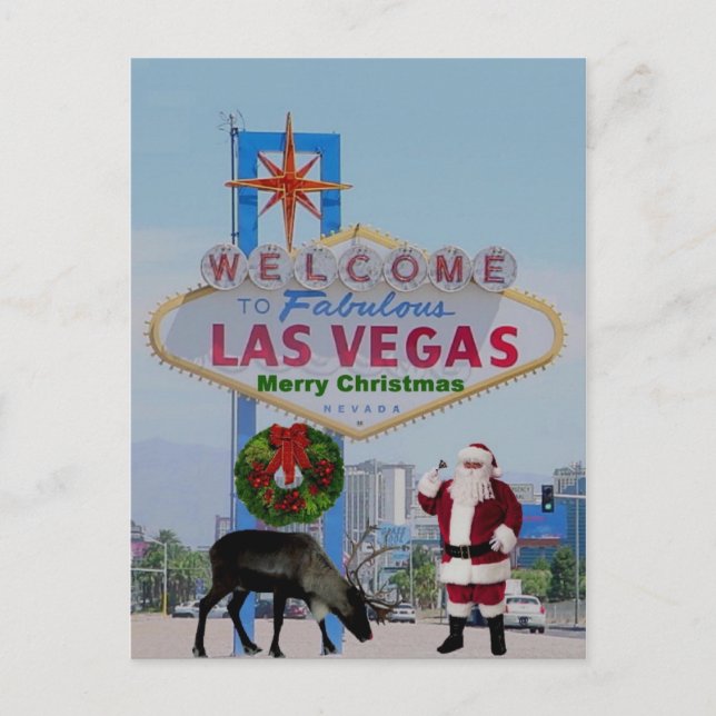 Las Vegas Santa & Rodolph God jul vykort (Framsida)