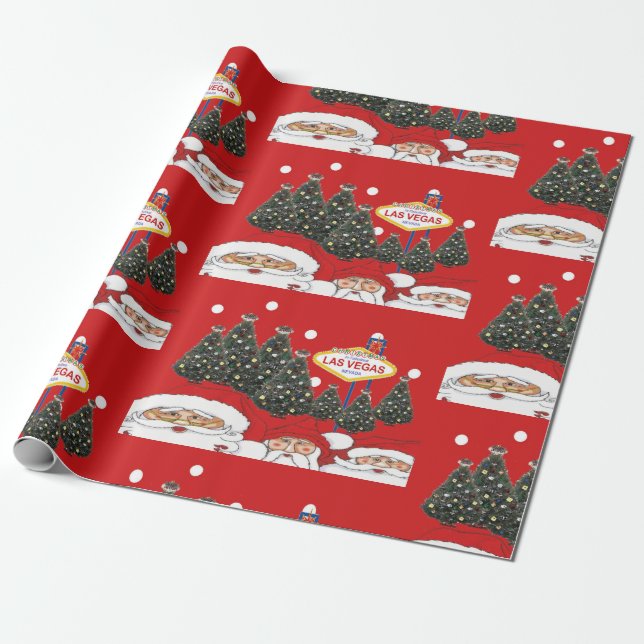 Las Vegas Santas God jul Wrapping Papper Presentpapper (Utrullad)