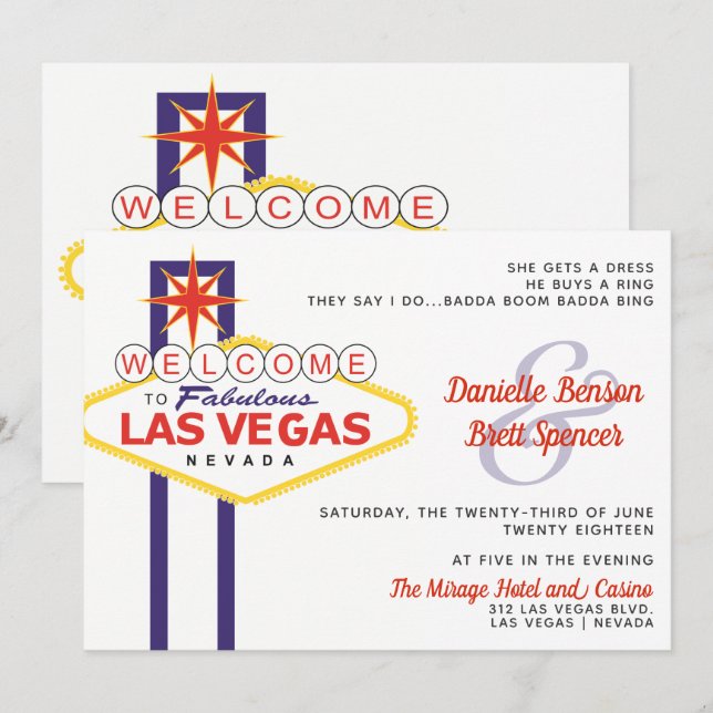 Las Vegas Sign Bröllop Inbjudningar (Fram/baksida)