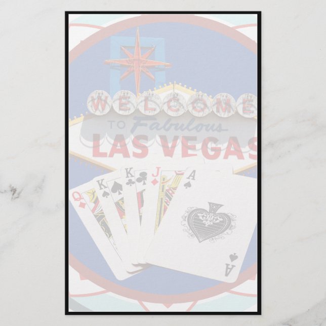Las Vegas Sign & Cards Poker Chip Brevpapper (Framsida)