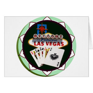 Las Vegas Sign & Cards Poker Chip Hälsningskort
