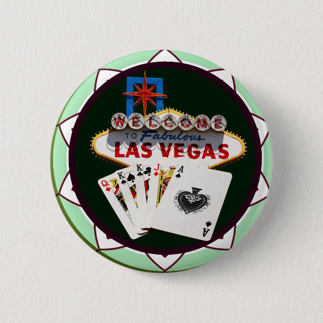 Las Vegas Sign & Cards Poker Chip Knapp (Framsida)