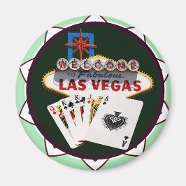 Las Vegas Sign & Cards Poker Chip Magnet