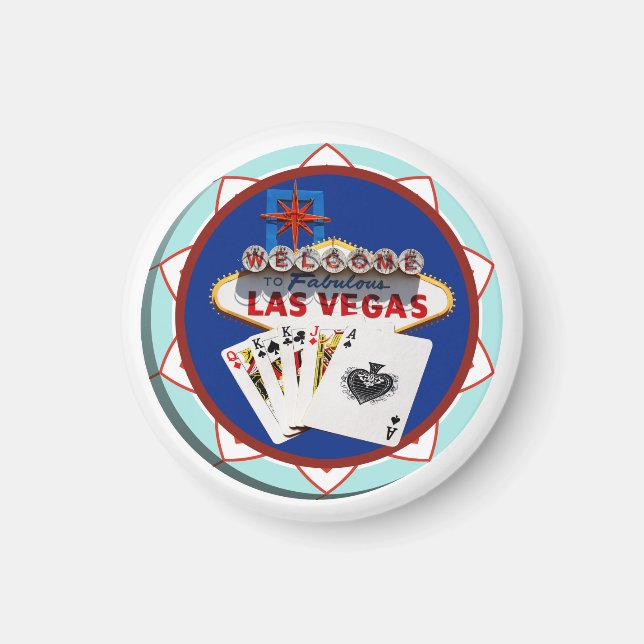 Las Vegas Sign & Cards Poker Chip Magnet (Framsidan)