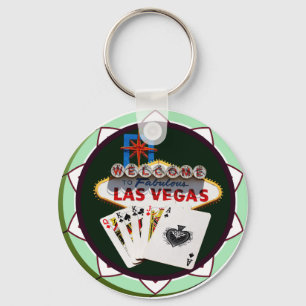 Las Vegas Sign & Cards Poker Chip Nyckelring