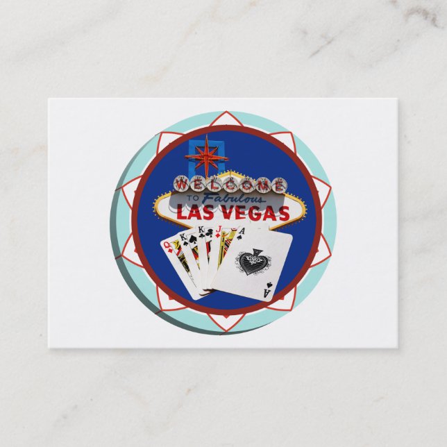 Las Vegas Sign & Cards Poker Chip Visitkort (Framsida)