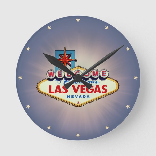 Las Vegas Sign Clock Rund Klocka (Framsida)