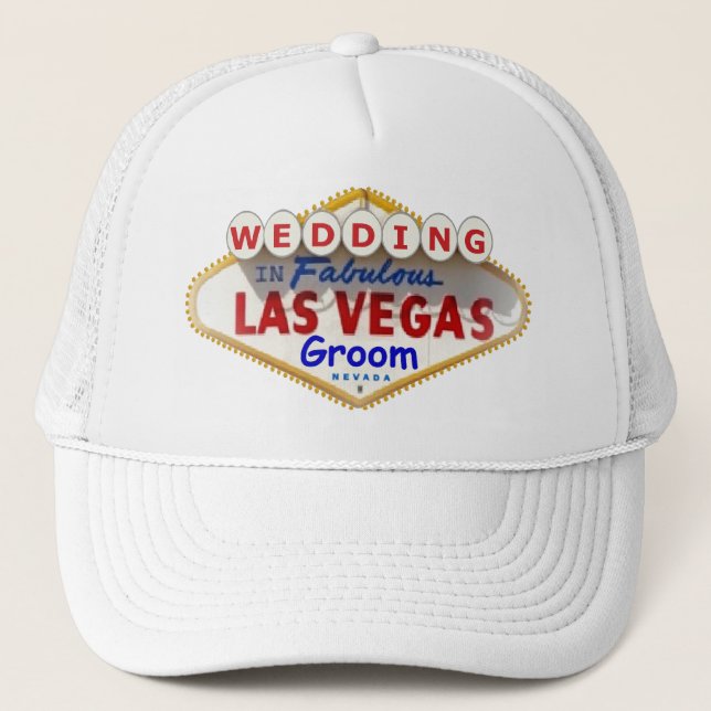 Las Vegas Sign Logotyp Groom Cap "BRÖLLOP" Keps (Framsida)
