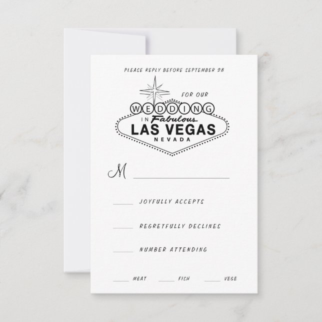Las Vegas Sign Retro Bröllop OSA Kort (Framsida)