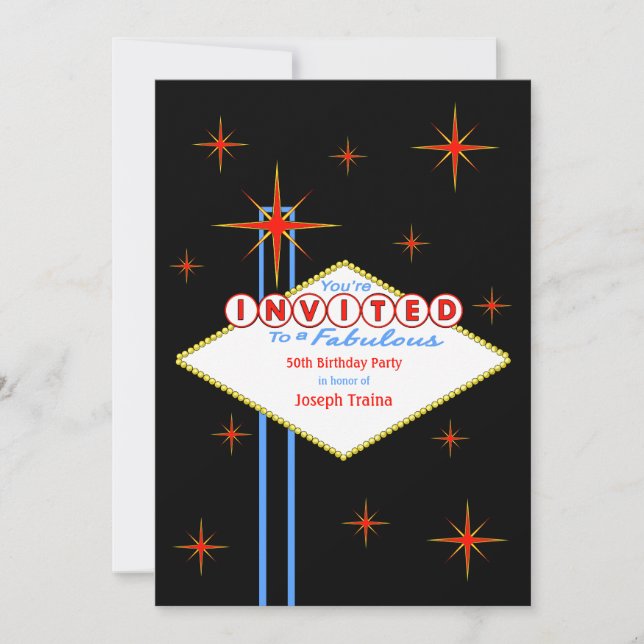 Las Vegas-signalen Födelsedagsfest inbjudan (Framsida)