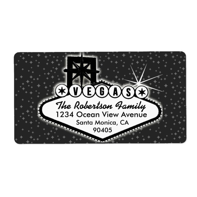 Las Vegas-signatur med stjärnornas adressetikett Fraktsedel (Framsidan)