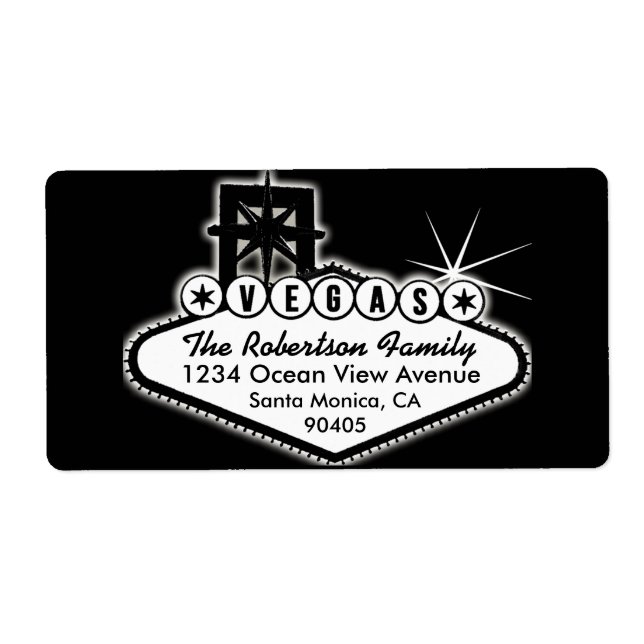 Las Vegas-signatur med stjärnornas adressetikett Fraktsedel (Framsidan)