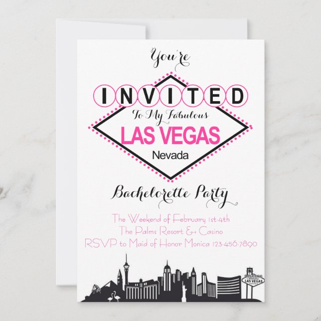 Las Vegas Signera Bachelorette Party-inbjudan Inbjudningar (Framsida)