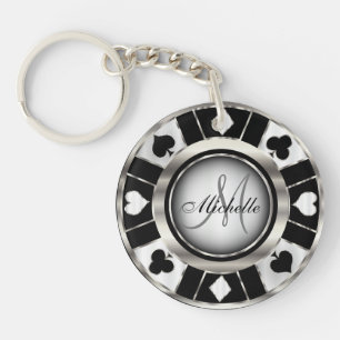 Las Vegas Silver & Black Poker Chip - Monogram