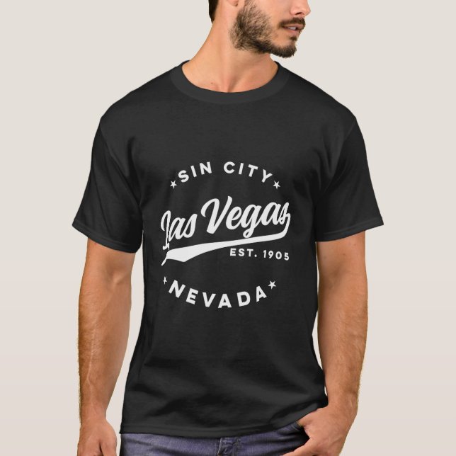Las Vegas Sin City Nevada White Text T Shirt (Framsida)