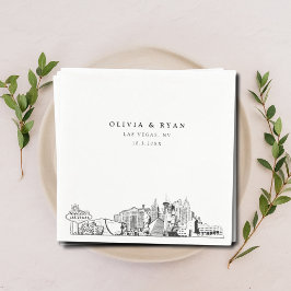 Las Vegas Skyline Bröllop Pappra Cocktail Napkin Pappersservett