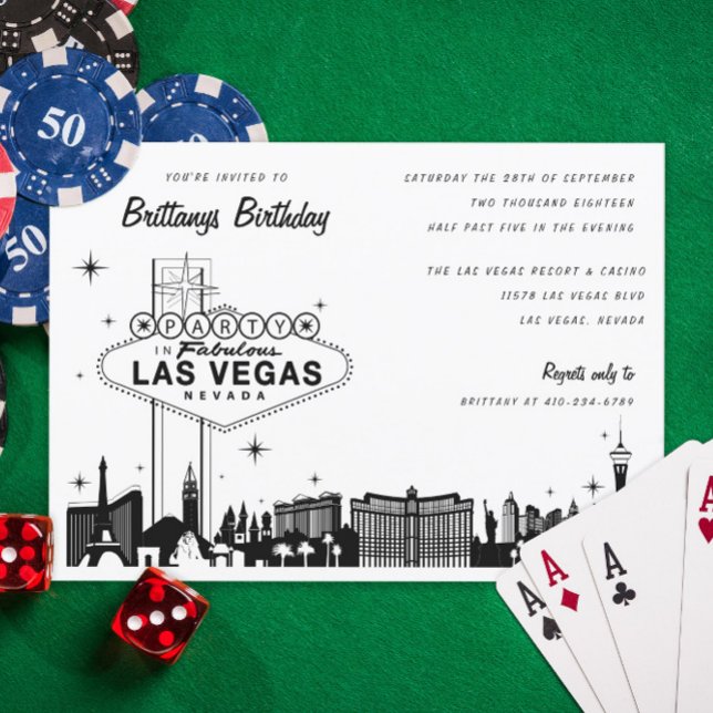 Las Vegas Skyline-Födelsedagsfest eller Speciell h Inbjudningar (Skapare uppladdad)