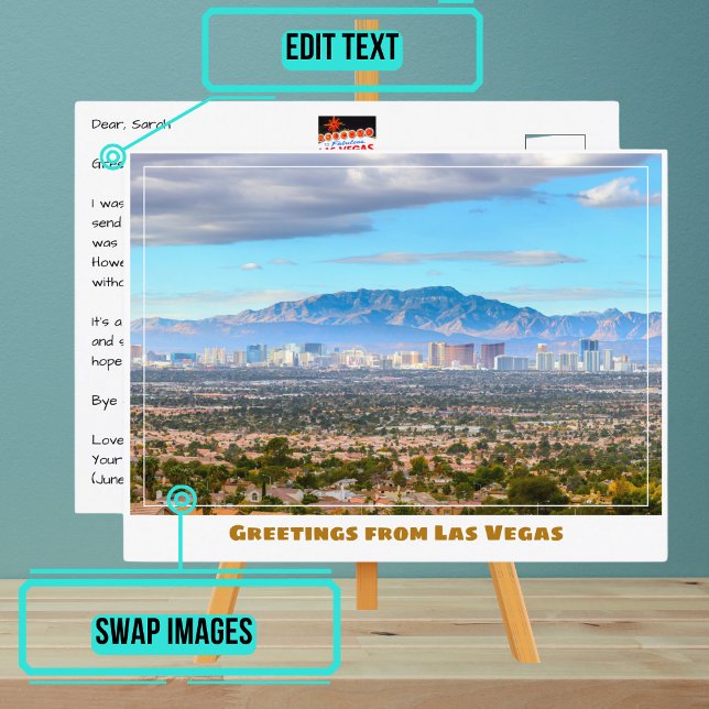 Las Vegas Skyline från Desert Vykort (Please enjoy our postcard)