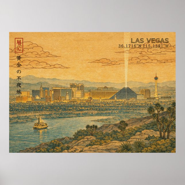 Las Vegas Skyline in Japanese Ukiyo-e Poster (Framsidan)
